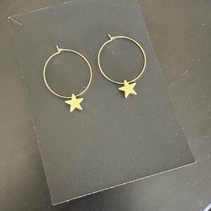 Gold Toned Star Hoop Earrings